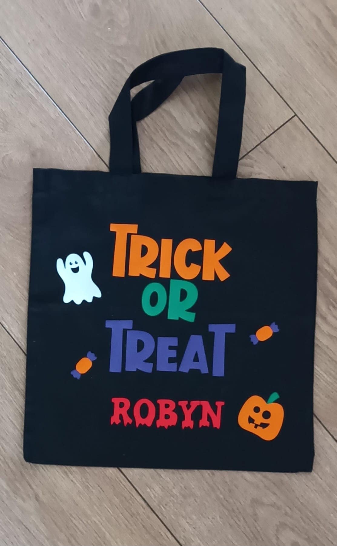 Personalised Trick Or Treat Sweet Bag, Reusable Sweet Bag, Halloween Gift, Cotton Canvas - Unisex - Boys - Girls - Customised