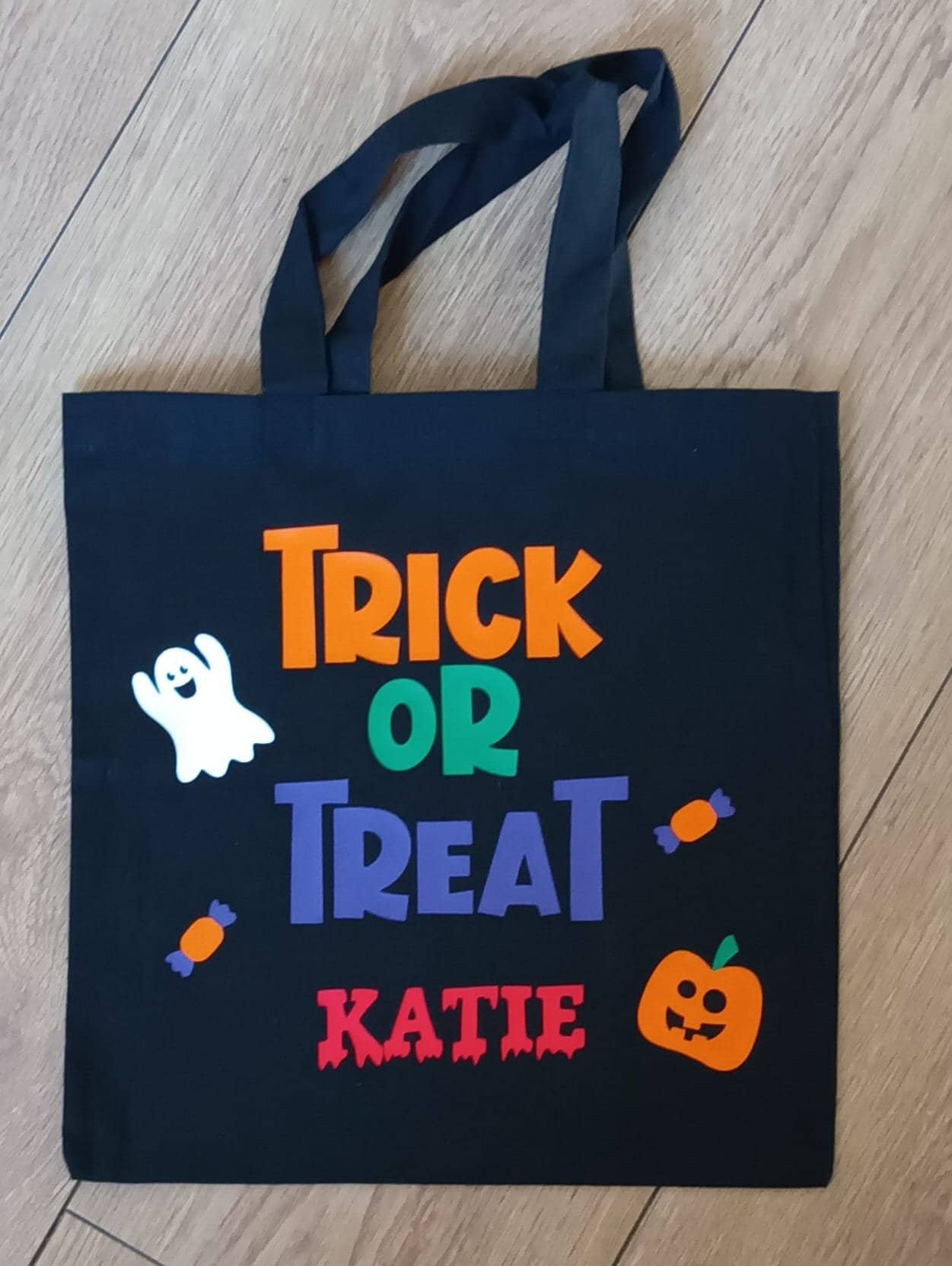 Personalised Trick Or Treat Sweet Bag, Reusable Sweet Bag, Halloween Gift, Cotton Canvas - Unisex - Boys - Girls - Customised
