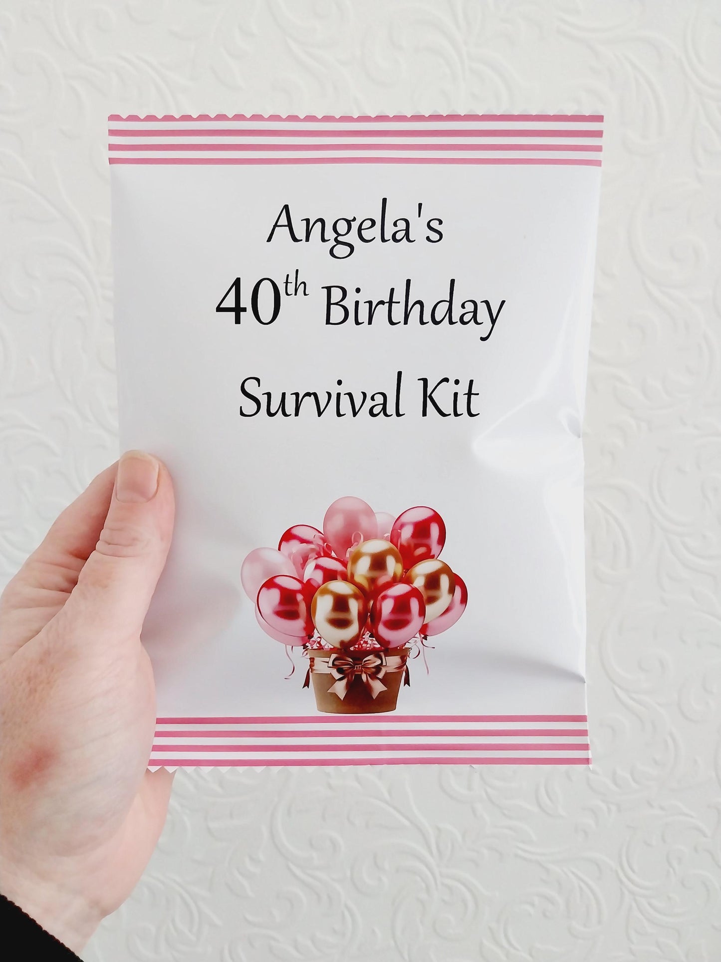 Personalised 40th Birthday Survival Kit Gift, a Great Greeting Card Alternative, Fun, Novelty, Unique Present, Unisex
