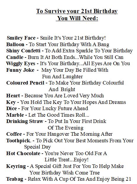 Personalised 21st Birthday Survival Kit Gift, a Fun, Novelty, Present With Keepsake Keyring Also Included, Greeting Card Alternative, Unisex
