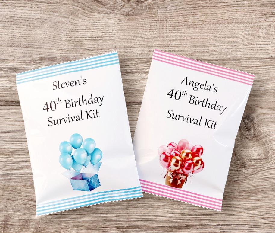 Personalised 40th Birthday Survival Kit Gift, a Great Greeting Card Alternative, Fun, Novelty, Unique  Present, Unisex
